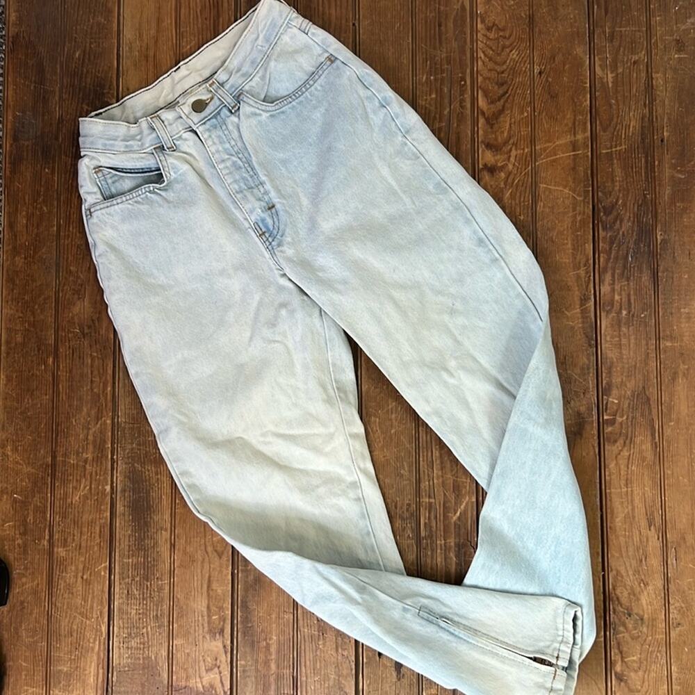 Women’s vintage 1980s jeans baggy Express high rise zip cuff size 5 light wash